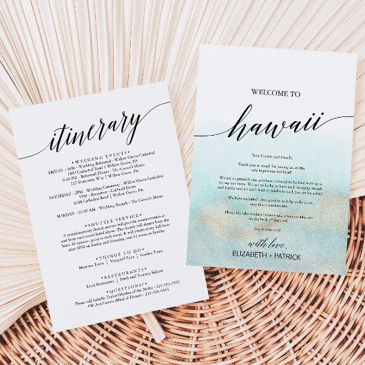 アクア金ゴールドビーチハワイウェルカムレター&旅程