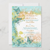 アクア金ゴールドビーチ結婚テーマ 招待状 (裏面)