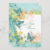 アクア金ゴールドビーチ結婚テーマ 招待状 (正面/裏面)