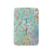 アクア金ゴールドピンクグリジーマーメイドグリッター バスマット (正面縦)