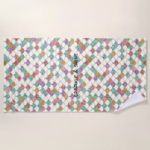 アクア金ゴールドピンクグリジーマーメイドグリッター ビーチタオル (正面)