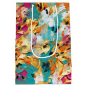 アクア金ゴールドピンクヒョウ絵を描 ミディアムペーパーバッグ (裏面)