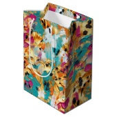 アクア金ゴールドピンクヒョウ絵を描 ミディアムペーパーバッグ (裏面アングル)