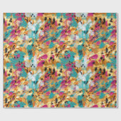 アクア金ゴールドピンクヒョウ絵を描 ラッピングペーパー (フラット)