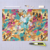 アクア金ゴールドピンクヒョウ絵を描 薄葉紙 (クラフト)