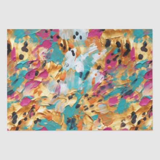 アクア金ゴールドピンクヒョウ絵を描 薄葉紙 (正面)