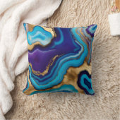 アクア金ゴールドブルーパープルシーズアゲート クッション (ブランケット)