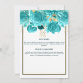 アクア金ゴールドホワイトローズウォーターブライダルシャワー 招待状 (裏面)