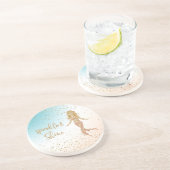 アクア金ゴールドマーメイドスパークルグリッター紙吹雪 コースター (側面)