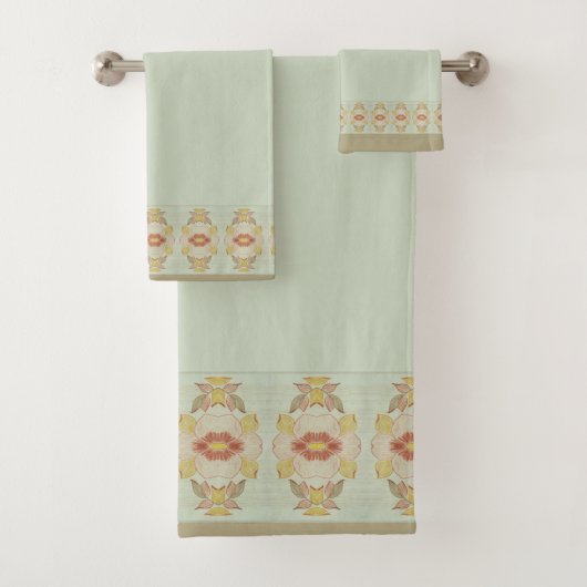 アクア金ゴールド及びブラウンフローラ バスタオルセット (インサイチュ)