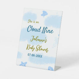 アクア金ゴールド彼女は雲9赤ちゃんシャワー雲の上にある 台座サイン