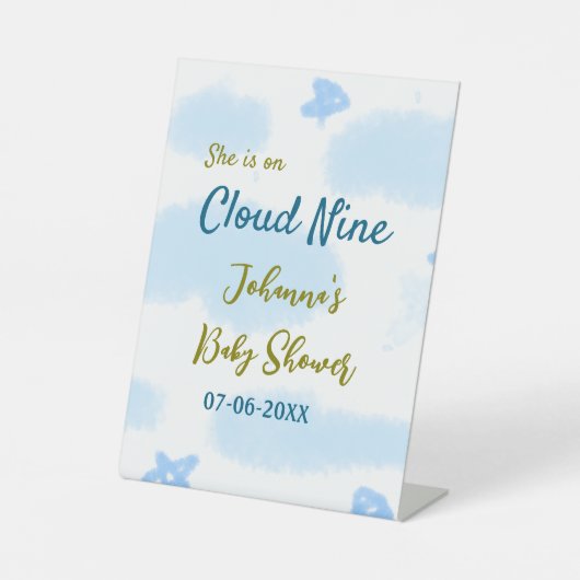 アクア金ゴールド彼女は雲9赤ちゃんシャワー雲の上にある 台座サイン (正面)