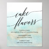 アクア金ゴールド水彩ビーチ結婚式ケーキフレーバー ポスター (正面)