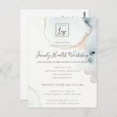 アクア金ゴールド水色ブラシ工房イベントロゴ ポストカード (正面/裏面)