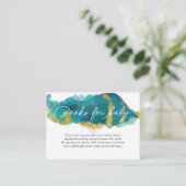 アクア金ゴールド海ベビーシャワーブックベビーカード エンクロージャーカード (スタンド正面)