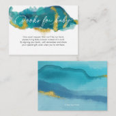 アクア金ゴールド海ベビーシャワーブックベビーカード エンクロージャーカード (正面/裏面)
