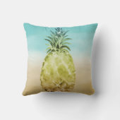 アクア金ゴールド熱帯水色パイナップルグラデーションズ クッション (裏面)