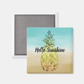 アクア金ゴールド熱帯水色パイナップルグラデーション マグネット (正面/裏面)