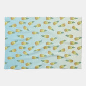 アクア金ゴールド熱帯水色パイナップル キッチンタオル (横)