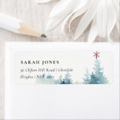 アクア雪の森の松の木クリスマススターアドレス ラベル (インサイチュ)