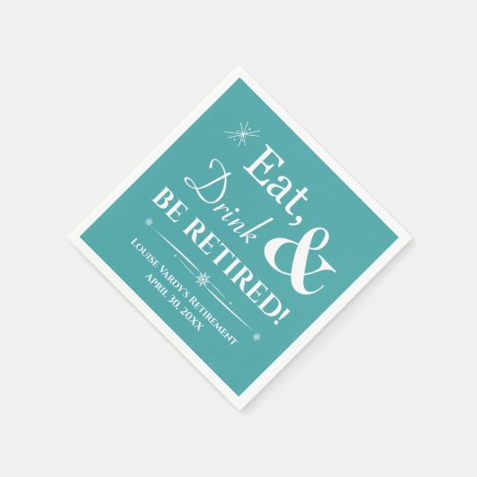 アクア食べドリンク&ベレトロ退職したリタイアメントパーティー スタンダードカクテルナプキン (角)