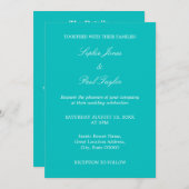 アクア鮮やかのQRコー結婚ドRSVP招待状 招待状 (正面/裏面)