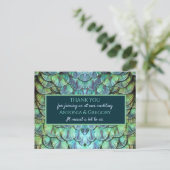 アクア鮮やかピーコッ結婚クの感謝はがき ポストカード (スタンド正面)