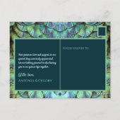 アクア鮮やかピーコッ結婚クの感謝はがき ポストカード (裏面)