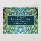 アクア鮮やかピーコッ結婚クの感謝はがき ポストカード (正面)