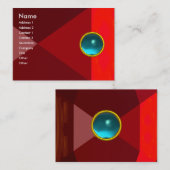 アクア鮮やかブルージェムストーン抽象芸術幾何学模様 名刺 (正面/裏面)