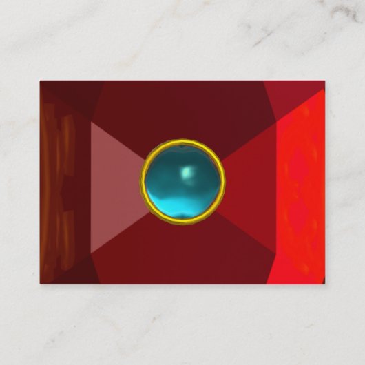 アクア鮮やかブルージェムストーン抽象芸術幾何学模様 名刺 (裏面)