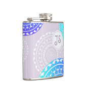 アクア鮮やかブルーランダムマンダラオンピンクモノグラム フラスク (右)