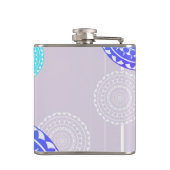 アクア鮮やかブルーランダムマンダラオンピンクモノグラム フラスク (裏面)