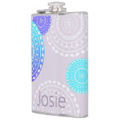 アクア鮮やかブルーランダムマンダラ付きピンクの名前を追加 フラスク (左)