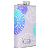 アクア鮮やかブルーランダムマンダラ付きピンクの名前を追加 フラスク (右)
