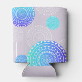 アクア鮮やかブルーランダムマンダラ付きピンクの名前を追加 缶クーラー (裏面)