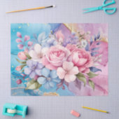 アクア鮮やか&ピンクフローラブークスデクページ 薄葉紙 (クラフト)