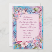 アクア鮮やか&ピンクフローラ誕生日招待状 招待状 (裏面)