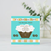 アクア80th誕生日パーティーへの招待のカップケーキ 招待状 (スタンド正面)