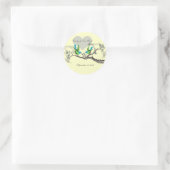 アクア&アップルグリーンヴィンテージ鳥結婚式用シール ラウンドシール (バッグ)