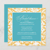 アクア&イエローシャワー|ブライダルシャワー招待状 招待状 (正面/裏面)
