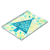 アクア&イエローレトロクリスマスツリージャーナル ノートブック (左側)