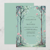 アクア+ウッドランド+ユーカリの結婚式 招待状 (正面/裏面)