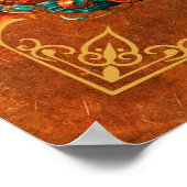 アクア&オレンジスチームパンクパンプキンデジタルアート ポスター (角)