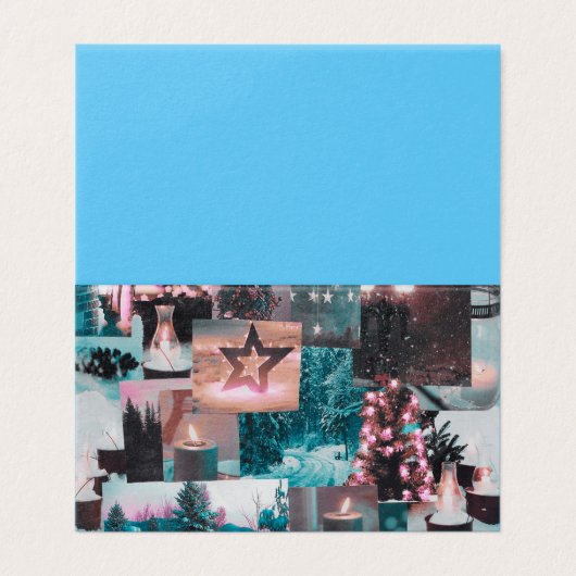 アクア&カラフルピンククリスマスコラージュ折り畳みカード (外部フラット)