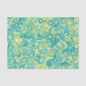 アクア、グリーン、およびイエローマーブルスワールティッシュペーパー 薄葉紙 (正面)