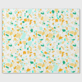 アクア、グリーン、金ゴールドテラゾ手作り包装紙 ラッピングペーパー (フラット)