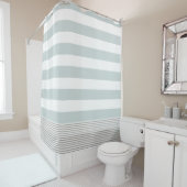 アクア&グレージュトルコストライプ シャワーカーテン (インサイチュ)