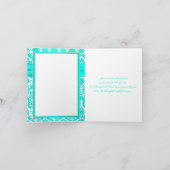 アクア、グレー、ホワイトのダマスク感謝カード サンキューカード (内部)