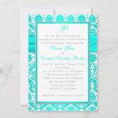 アクア、グレー、ホワイトダマスクの結婚式招待状 招待状 (裏面)